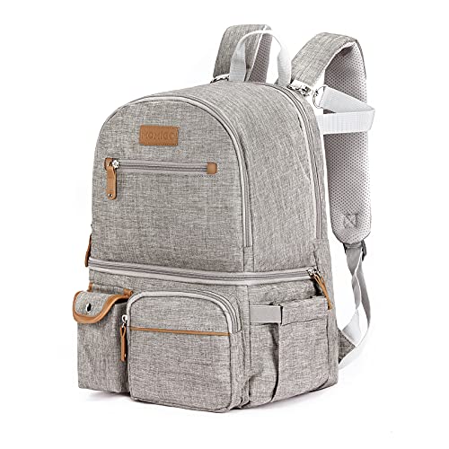 MOMIGO Breast Pump Backpack - Cooler and Moistureproof Bag Double Layer for Mother Outdoor Working Backpack with 13 Inch Laptop Compartment Fit Most Breast Pumps (Grey) - Image 1
