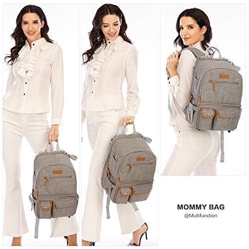 MOMIGO Breast Pump Backpack - Cooler and Moistureproof Bag Double Layer for Mother Outdoor Working Backpack with 13 Inch Laptop Compartment Fit Most Breast Pumps (Grey) - Image 2