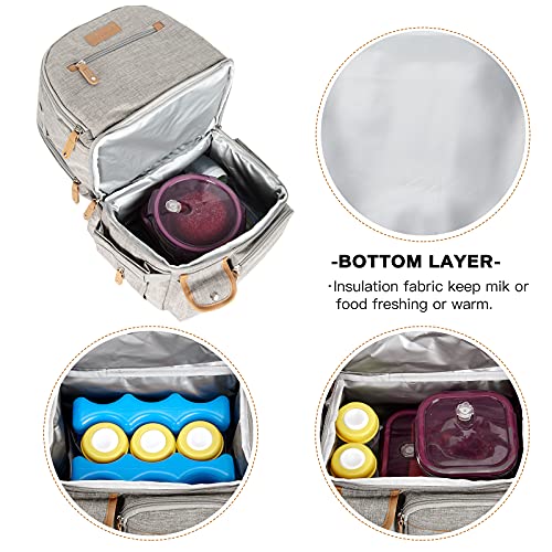 MOMIGO Breast Pump Backpack - Cooler and Moistureproof Bag Double Layer for Mother Outdoor Working Backpack with 13 Inch Laptop Compartment Fit Most Breast Pumps (Grey) - Image 4