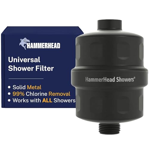 HammerHead Showers® Solid Metal Shower Head Filter – KDF 55 Shower Filter, High Pressure Universal Shower Filters to Remove Toxic Chemicals – Removes Chlorine and Heavy Metals – Matte Black - Image 1