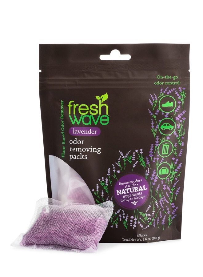 Fresh Wave عبوات إزالة الروائح الكريهة والمعطرة باللافندر | حقيبة من 6 | تخفيف الروائح بشكل آمن للمساحات الصغيرة | مزيل روائح طبيعي من النباتات | ماصات الروائح للمنزل - Image 1