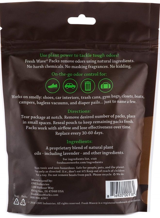Fresh Wave عبوات إزالة الروائح الكريهة والمعطرة باللافندر | حقيبة من 6 | تخفيف الروائح بشكل آمن للمساحات الصغيرة | مزيل روائح طبيعي من النباتات | ماصات الروائح للمنزل - Image 3