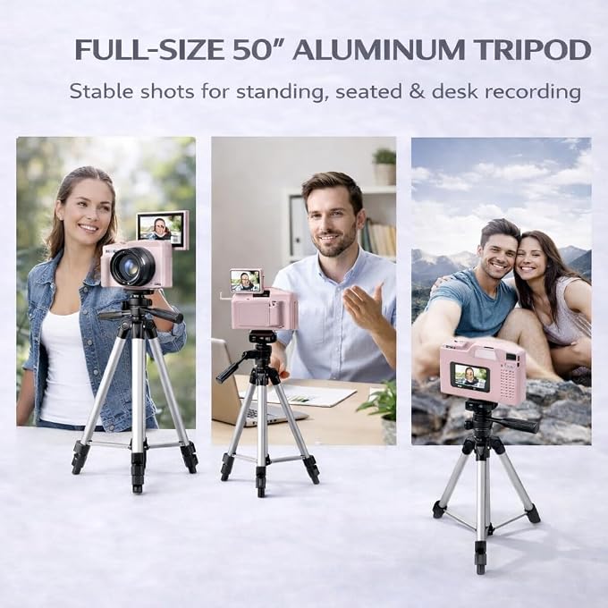 eDealz 4K 64MP Digital Camera Kit for Photography, Vlogging for YouTube w/Flip Screen, WiFi, Wide Angle Lens, Filters, 2X 64GB Micro SD Cards, 50" Tripod - Image 3
