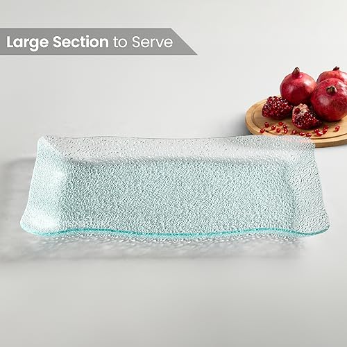 Red Butler Designer Glass Serving Platter Set of 1 Pieces | Beautiful Rectangle Shape Glass Serving Platter for Dinnerware, Crockery and Dining - Image 2
