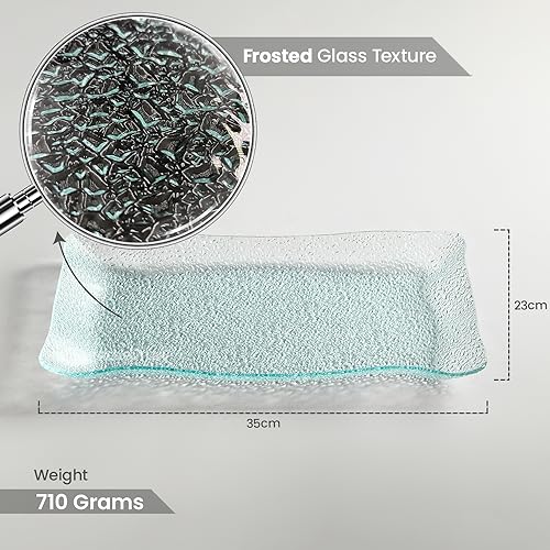 Red Butler Designer Glass Serving Platter Set of 1 Pieces | Beautiful Rectangle Shape Glass Serving Platter for Dinnerware, Crockery and Dining - Image 3