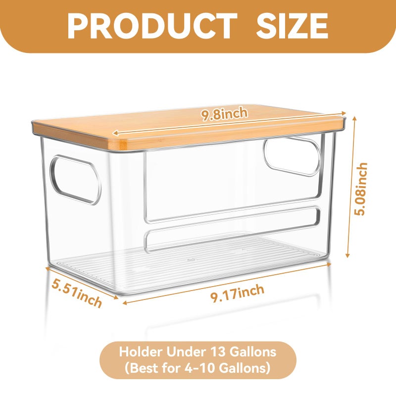 Hiitytin Trash Bag Holder Dispenser, Garbage Bag Dispenser with Bamboo Lid & Handles, Stackable Clear Trash Bag Organizer Under Sink for Kitchen, Pantry, Laundry Room, Cabinet - Image 3