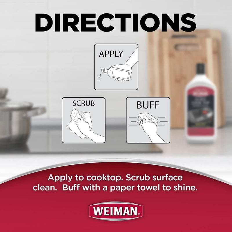 Weiman Ceramic and Glass Cooktop Cleaner and Polish - 20 Ounce - Shines and Protects Glass and Ceramic Smooth Top Ranges with its Gentle Formula - Image 2