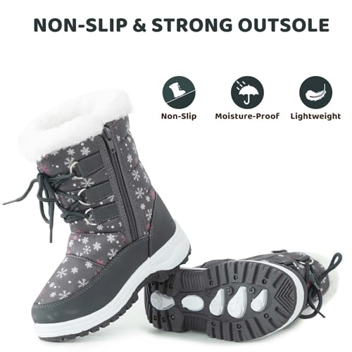 Apakowa Kids Girls Insulated Fur Winter Warm Snow Boots (Toddler/Little Kid) - Image 5
