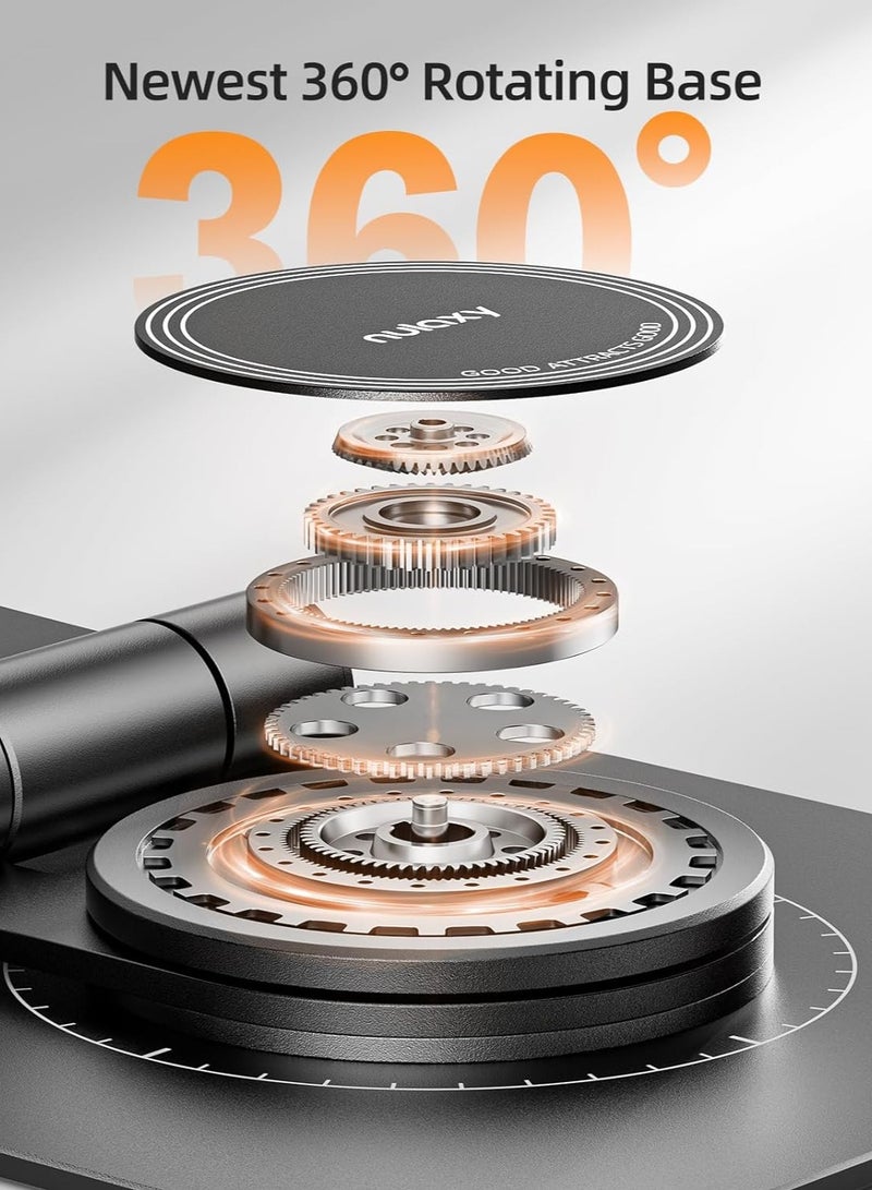 Barakah 360 Rotating Cell Phone Stand, Fully Adjustable Foldable Desktop Phone Holder Cradle Dock, Cradle, Holder, Aluminum Desktop Stand, Thick Case Friendly, Compatible with All Phones, Black - Image 4