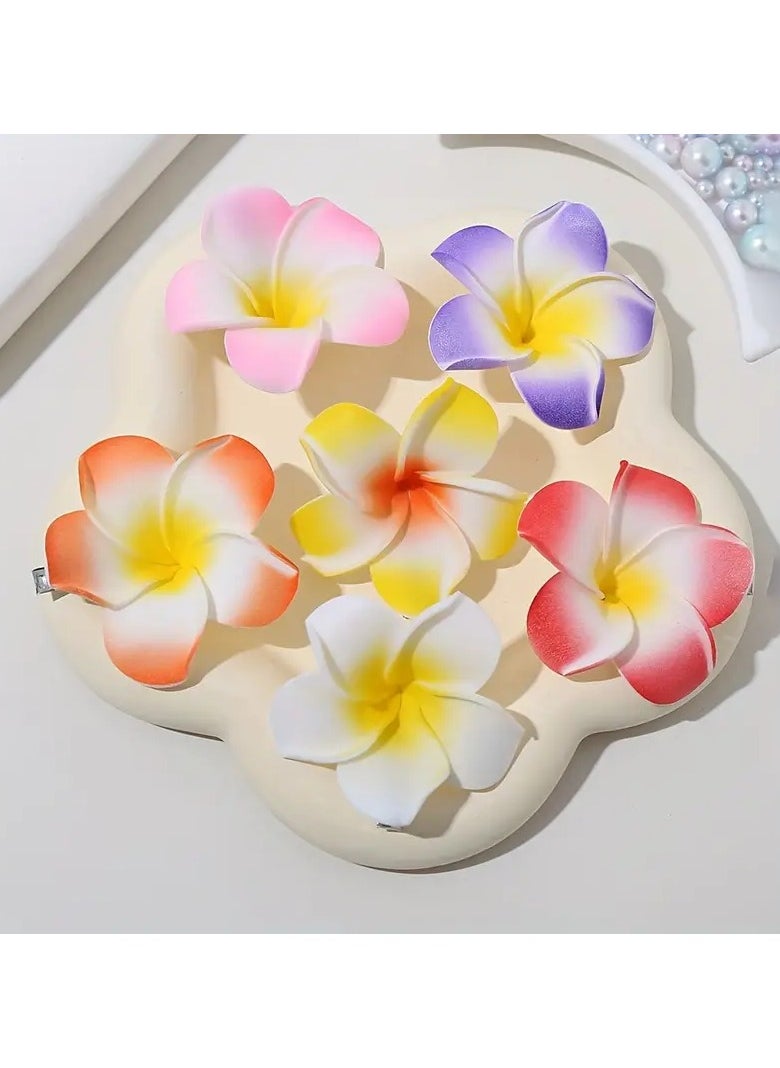 Generic Set Of 6 Pieces Boho Chic Hair Clips With Flower Design - Flower PVC Barrettes  - Image 4