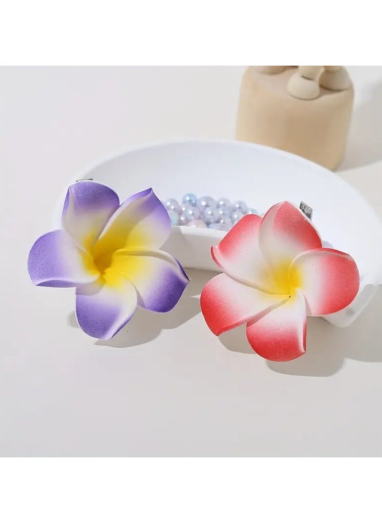 Generic Set Of 6 Pieces Boho Chic Hair Clips With Flower Design - Flower PVC Barrettes  - Image 5