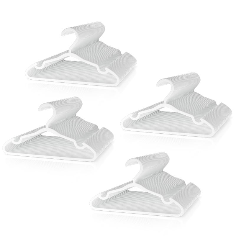 VILICK Plastic Kids Hangers - 100 Pack Non-Slip Baby Clothes Hangers for Closet, Toddler & Newborn Clothing Pants, Skirts, Coats (White) - Image 4
