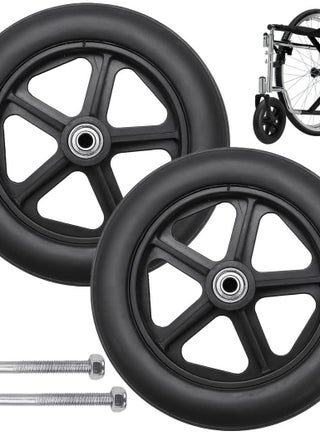 2 PCS Wheelchair Front Wheel, 8 inch Solid Wheel Replacement with 5/16inch(8mm) Metal Bearing, Accessories for Wheelchairs, Rollators, Walkers - pzsku/ZEDF7F9858AD3BC48F20FZ/45/1743598316/e636a336-008a-4782-8de6-928d2de85e0d