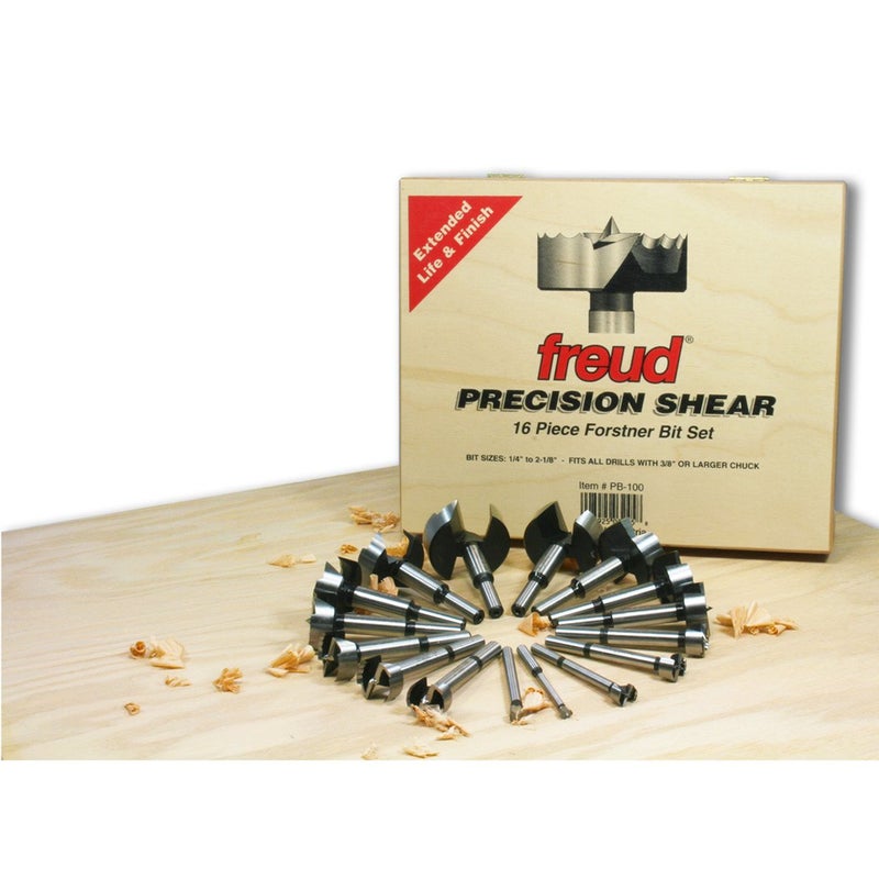 Freud PB-100: 1/4"" to 2-1/8"" (Dia.) 16 Pcs. Forstner Bit Set - Image 1