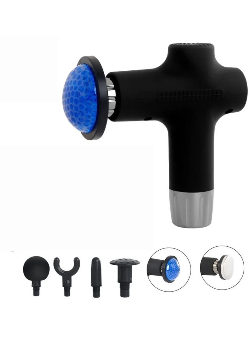 Wireless Massage Gun with 6 Replaceable Heads and 6 Speeds (JY-711) Black  - Image 1