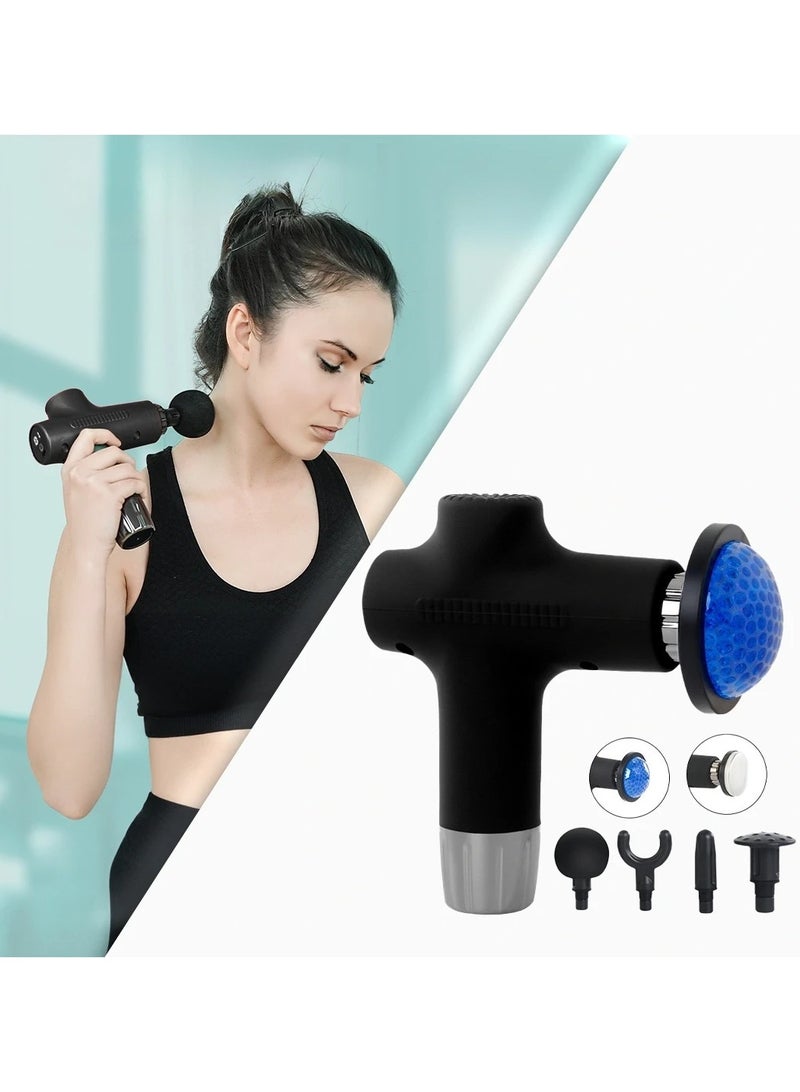 Wireless Massage Gun with 6 Replaceable Heads and 6 Speeds (JY-711) Black  - Image 4