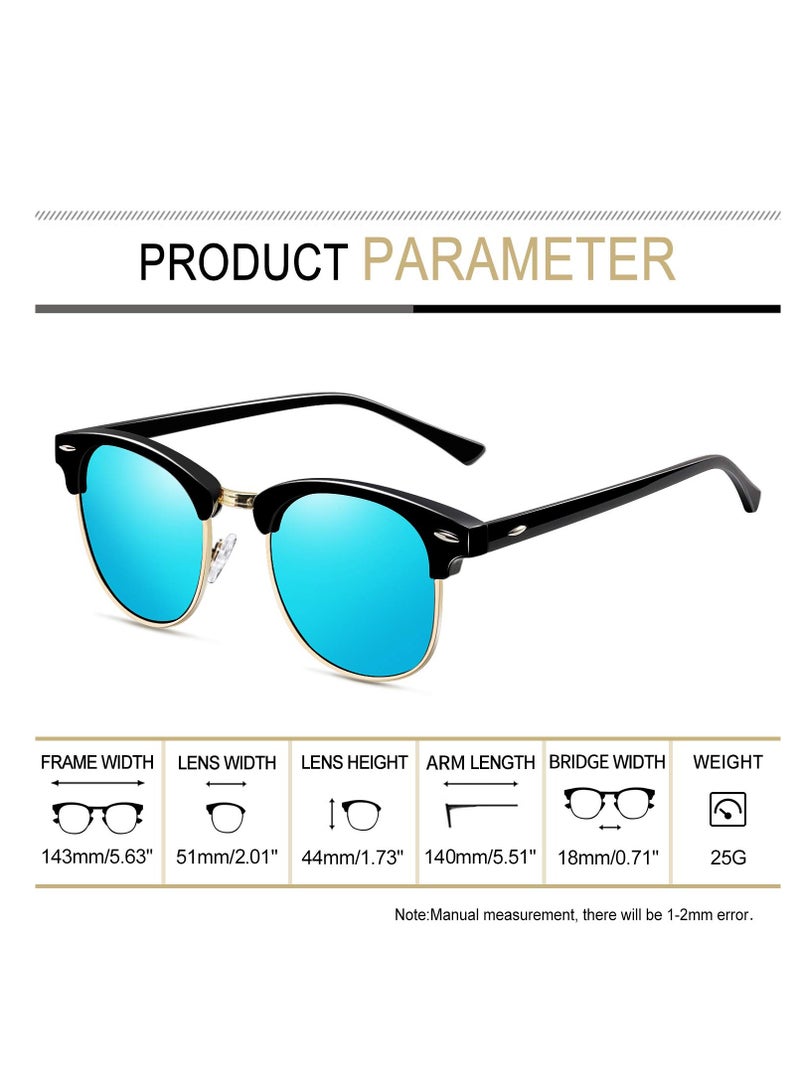 Stylish Semi Rimless Sunglasses Set, 2 Pcs Half Frame Sun Glasses with Leather Case for Men and Women, UV400 Protection - Image 5