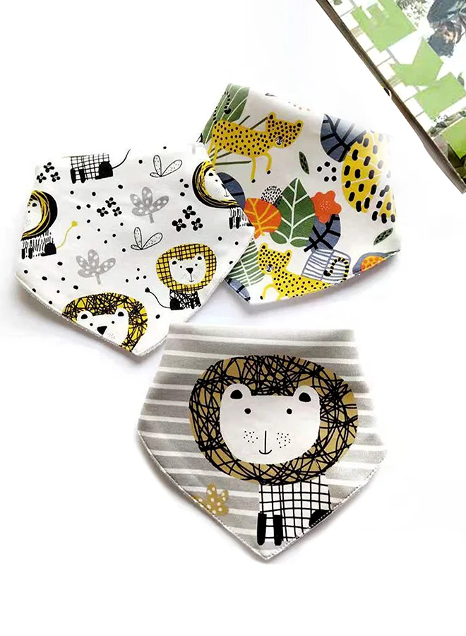 LITTLE SURPRISE BOX Little Surprise Box, 3PCS Set of Geometric Animals print premium adjustable snap button closure Bibs