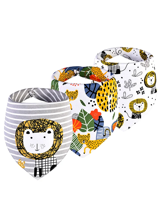 LITTLE SURPRISE BOX Little Surprise Box, 3PCS Set of Geometric Animals print premium adjustable snap button closure Bibs