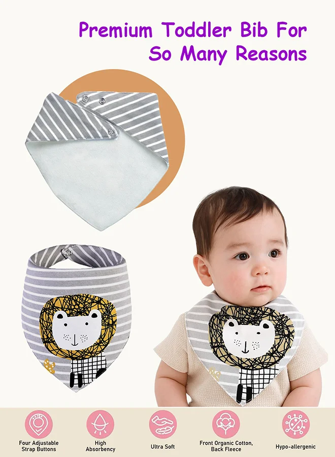 LITTLE SURPRISE BOX Little Surprise Box, 3PCS Set of Geometric Animals print premium adjustable snap button closure Bibs