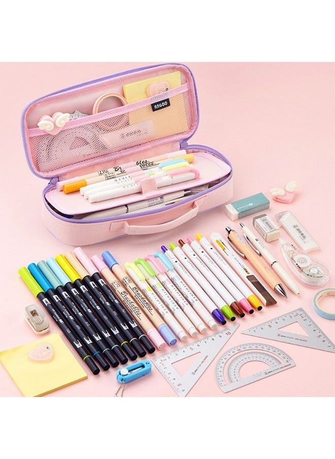 Cartoon Pencil Case Pencil Case Unicorn Pencil Pouch Medium Capacity Portable Multifunction Pen Bag with Compartments Large Capacity Portable Fabric Pen Bag for Girls Kids Teen Pink/Purple - Image 3