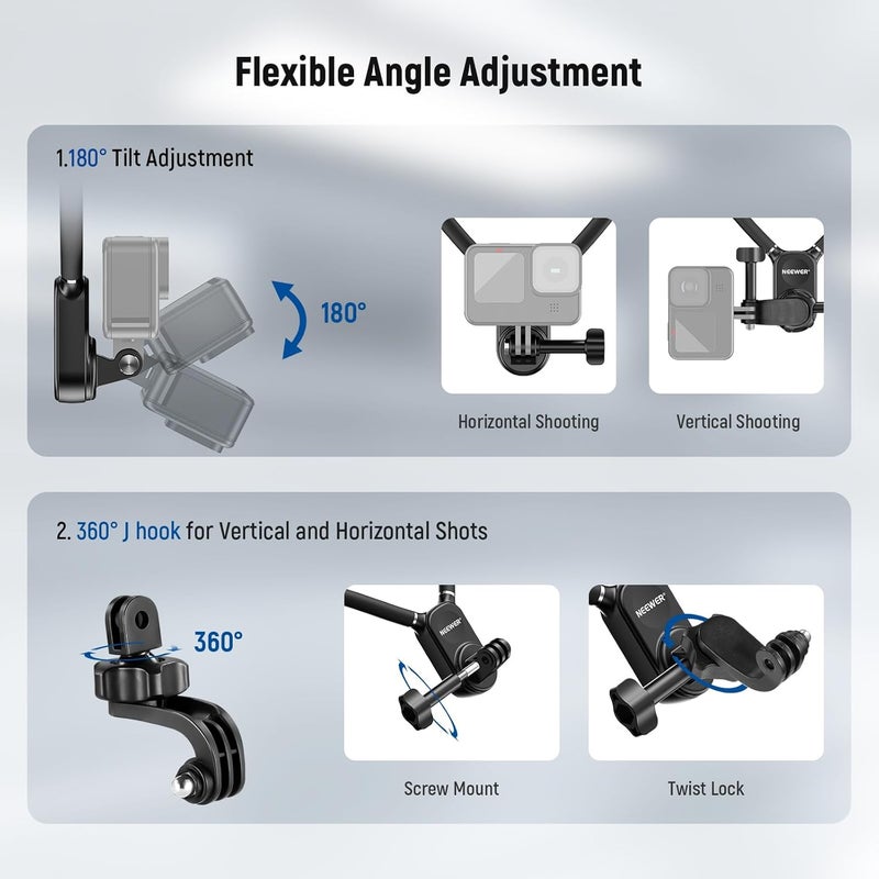 Neewer Magnetic Neck Mount Compatible with GoPro Hero 13 12 11 MAX DJI Action 4 Insta360 iPhone 15 Pro Max Samsung S23, Quick Release Flexible POV Action Camera Neck Mount Adapter & Phone Holder, GP15 - Image 5