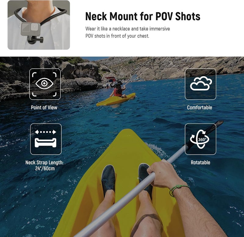 Neewer Magnetic Neck Mount Compatible with GoPro Hero 13 12 11 MAX DJI Action 4 Insta360 iPhone 15 Pro Max Samsung S23, Quick Release Flexible POV Action Camera Neck Mount Adapter & Phone Holder, GP15 - Image 2