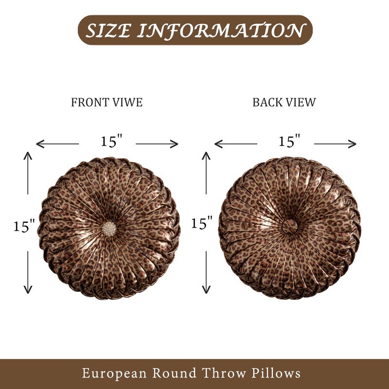 EUCIOR Leopard Gold Throw Pillows,Circular Pillow,Pumpkin Pleated Handmade Throw Pillows,Smooth Metallic Leather Decorative Pillows for Home Decor Bedroom Living Room Couch Bed Sofa - Image 4