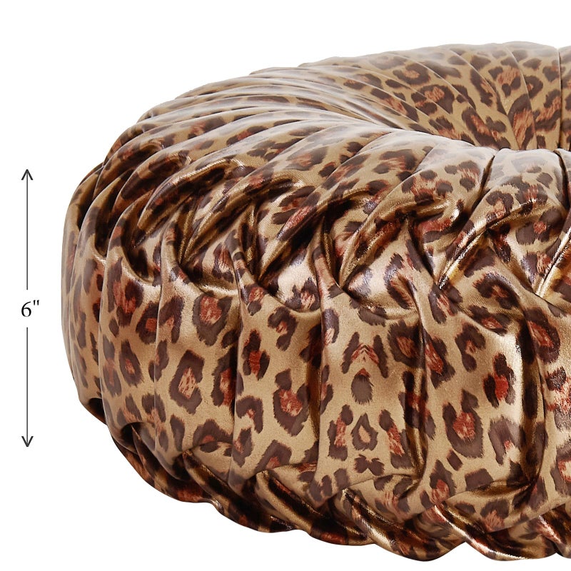 EUCIOR Leopard Gold Throw Pillows,Circular Pillow,Pumpkin Pleated Handmade Throw Pillows,Smooth Metallic Leather Decorative Pillows for Home Decor Bedroom Living Room Couch Bed Sofa - Image 3