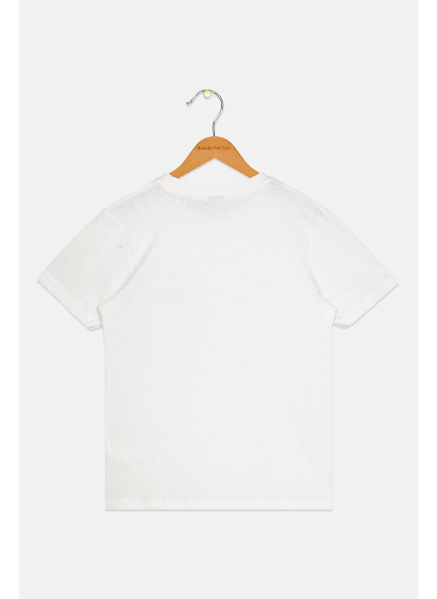 NAUTICA - Kids Boy Short Sleeves Brand Logo T-Shirt, White - Image 1