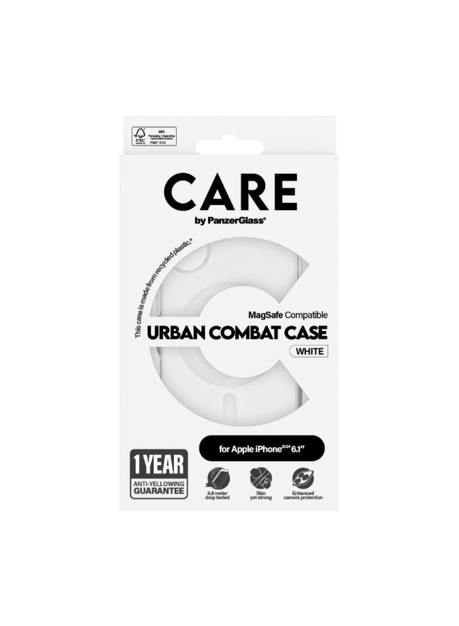 PanzerGlass حافظة بانزر جلاس كير فلاج شيب ماغسيف لأبل آيفون 16 6.1" 2024| حماية من السقوط حتى 15 قدم، مضادة للاصفرار، تصميم نحيف، حافة كاميرا مرتفعة، متوافقة مع ماغسيف - شفافة / بيضاء - Image 4