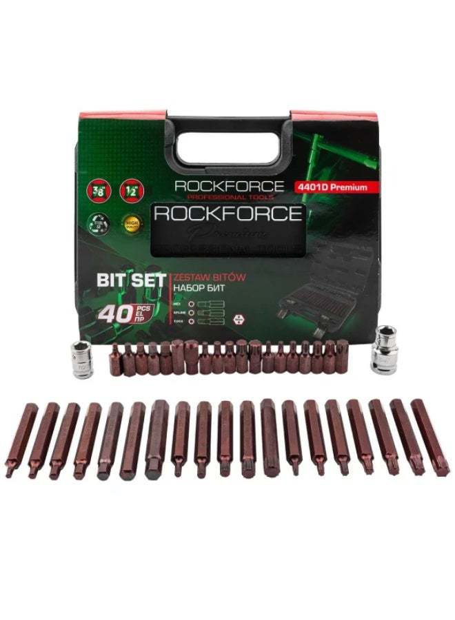 ROCKFORCE Set of bits with bit holder 40pcs 10mm "premium" - Image 1