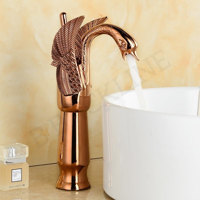 B BACKLINE Brass Basin Mixer Tap Hot Cold | Wash Basin Mixer Faucet | Pillar Tap For Wash Basin | Taps For Bathroom Livingroom & Bathroom (Rose Gold Tap Long) - Image 1