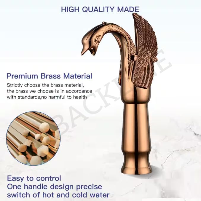 B BACKLINE Brass Basin Mixer Tap Hot Cold | Wash Basin Mixer Faucet | Pillar Tap For Wash Basin | Taps For Bathroom Livingroom & Bathroom (Rose Gold Tap Long) - Image 4