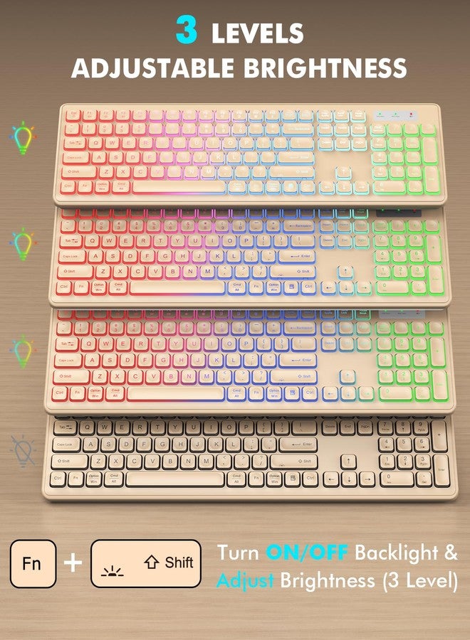 Trueque Wireless Keyboard and Mouse Combo - RGB Backlit, Rechargeable & Light Up Letters, Full-Size, Ergonomic Tilt Angle, Sleep Mode, 2.4GHz Quiet Keyboard Mouse for Mac, Windows, Laptop, PC - Image 2