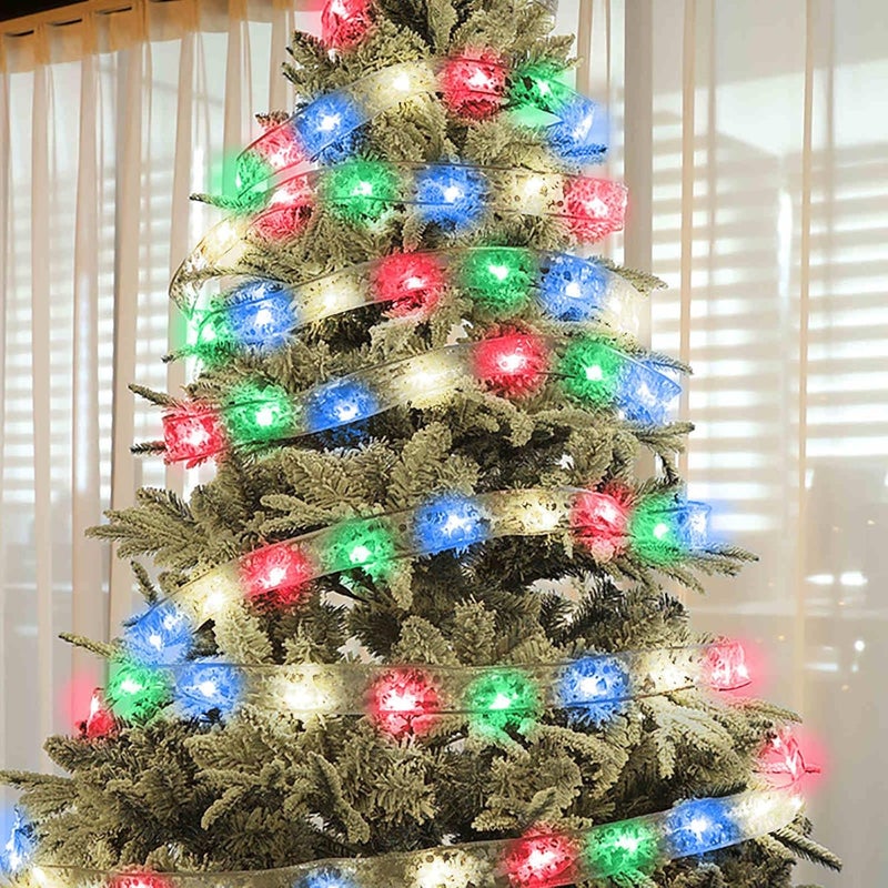 klarako Christmas Lights, LED Ribbon Christmas Lights, LED Ribbon Christmas Lights for Christmas Tree, Party Decoration Indoor Outdoor Hanging Decoration (Silver) - Image 5