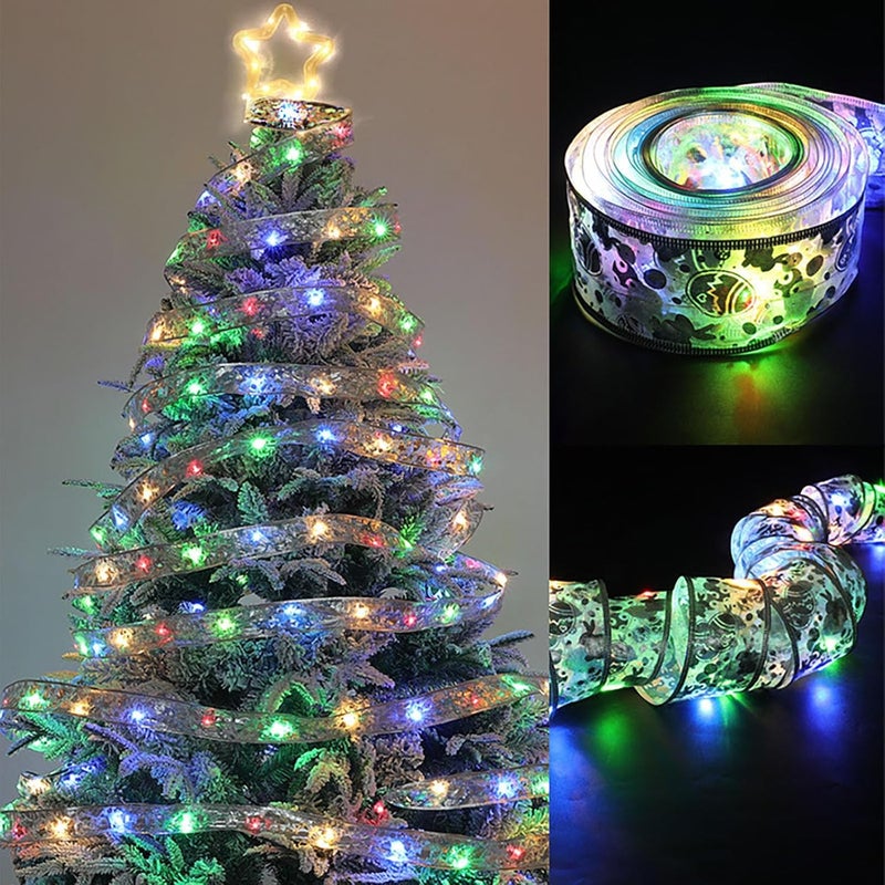 klarako Christmas Lights, LED Ribbon Christmas Lights, LED Ribbon Christmas Lights for Christmas Tree, Party Decoration Indoor Outdoor Hanging Decoration (Silver) - Image 1