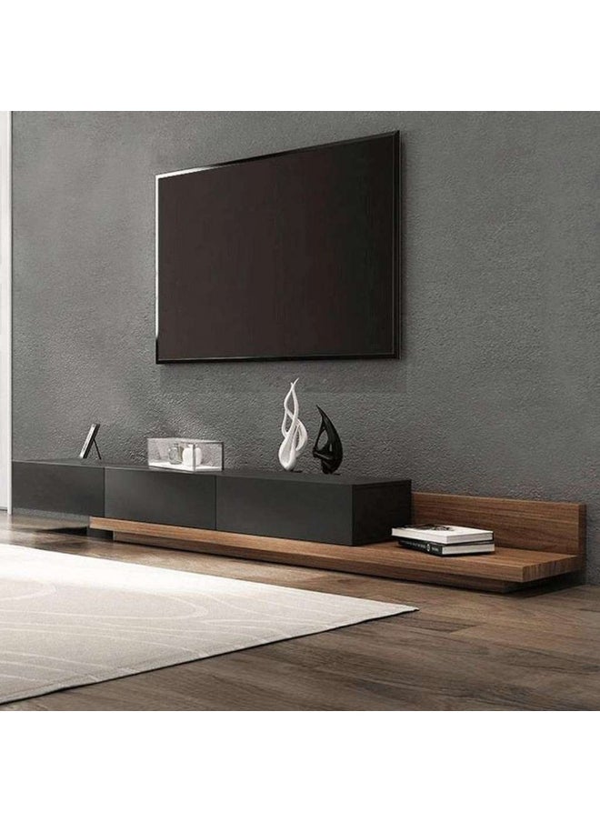هومزمارت طاولة تلفاز ام دي اف أسود وبني - 40×210×35 سم  - Image 1