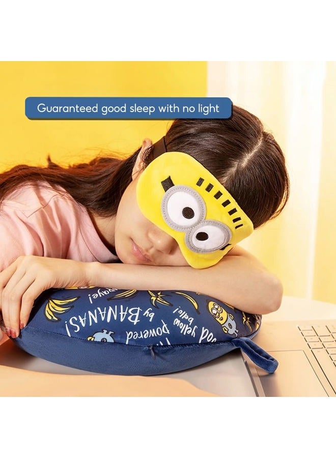 Miniso Minions Travel Neck Pillow with Eye Mask, Cute Cartoon 100% Memory Foam Neck Support Pillow, Lightweight Travelling Pillow Set for Airplane, Car and Home Use - Image 5