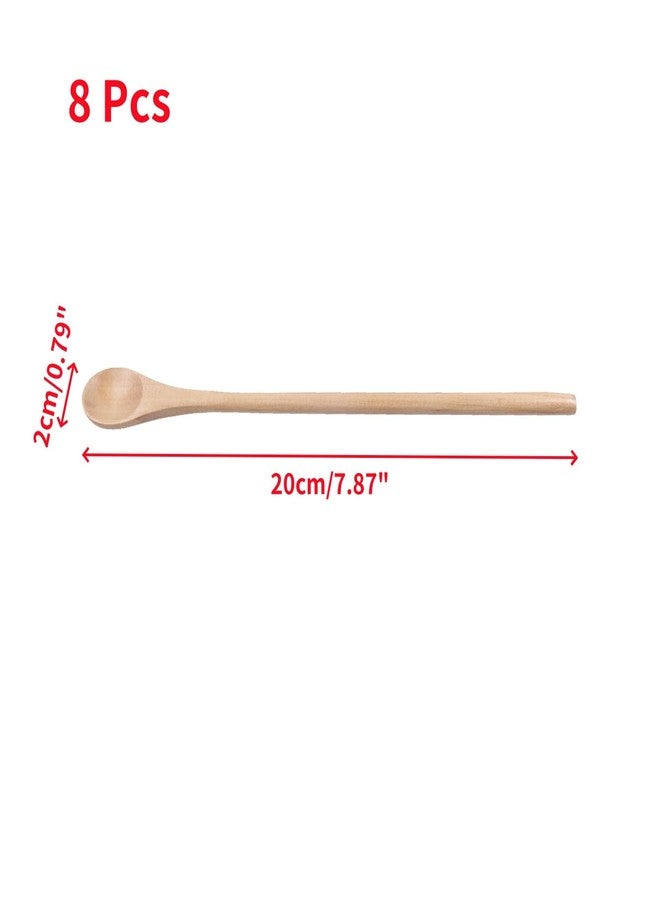 Oedema 8 Pcs Wooden Long Handle Spoons 8 Inch Coffee Tasting Spoons Handmade Stirring Teaspoon for Kitchen Bar Restaurant - Image 3
