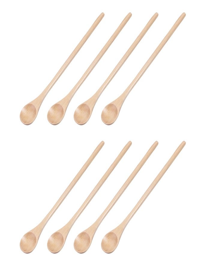 Oedema 8 Pcs Wooden Long Handle Spoons 8 Inch Coffee Tasting Spoons Handmade Stirring Teaspoon for Kitchen Bar Restaurant - Image 1