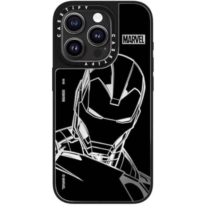 كاستيفي كاسيتي جراب ايفون 15 برو من ميرور 【ايرون مان كو-لاب/عاكس/ حماية من السقوط بطول 5 قدم/ متوافق مع ماج سيف】 - ايرون مان - اسود - فضي على اسود - Image 3