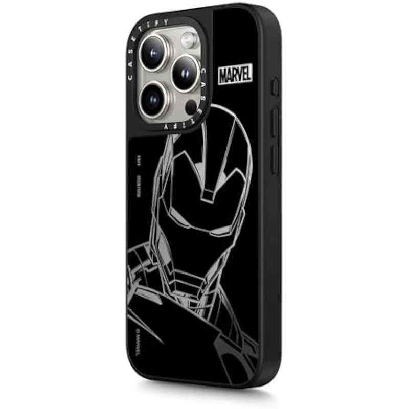 كاستيفي كاسيتي جراب ايفون 15 برو من ميرور 【ايرون مان كو-لاب/عاكس/ حماية من السقوط بطول 5 قدم/ متوافق مع ماج سيف】 - ايرون مان - اسود - فضي على اسود - Image 4