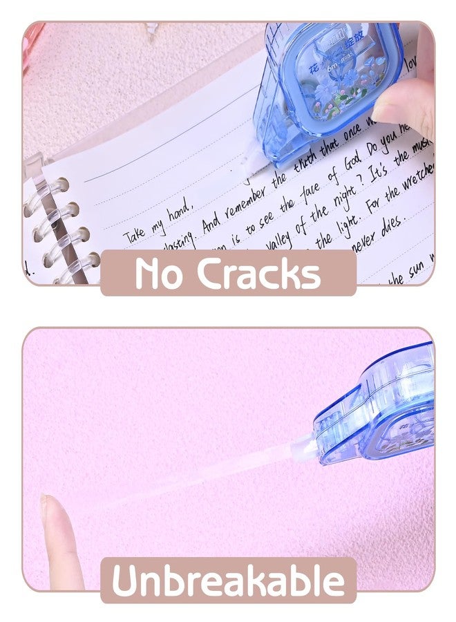Temiary 4 Pcs White Smooth Pull Out Correction Tape, Quick Dry Applicator for Instant Corrections, Aesthetic Flower Pattern Correction Tapes for Students School Office Supplies (Transparent Flowers) - Image 4