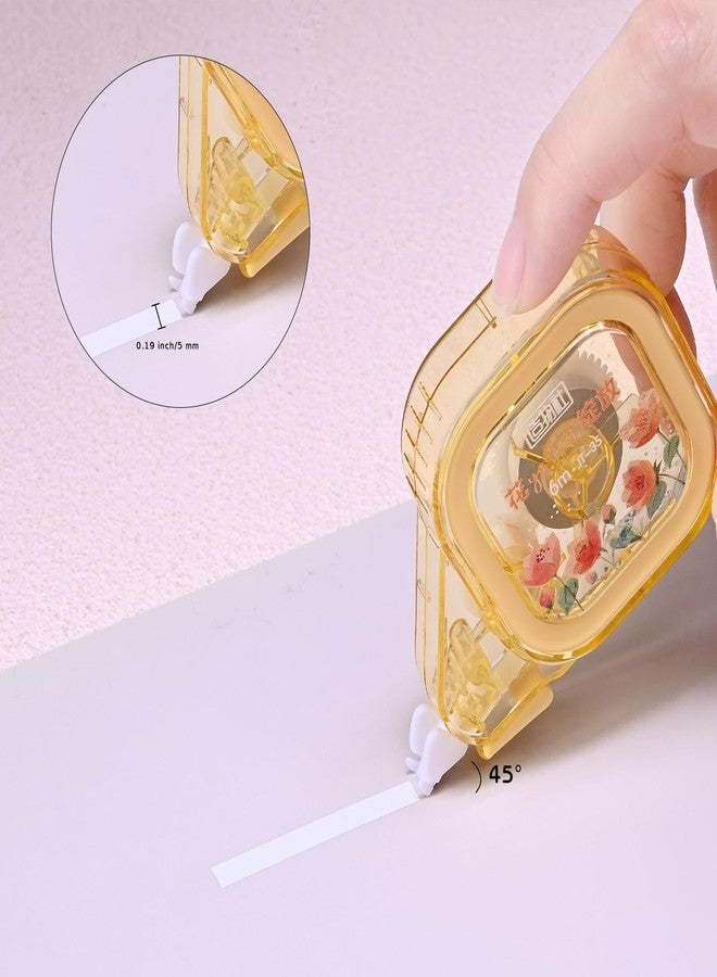 Temiary 4 Pcs White Smooth Pull Out Correction Tape, Quick Dry Applicator for Instant Corrections, Aesthetic Flower Pattern Correction Tapes for Students School Office Supplies (Transparent Flowers) - Image 5