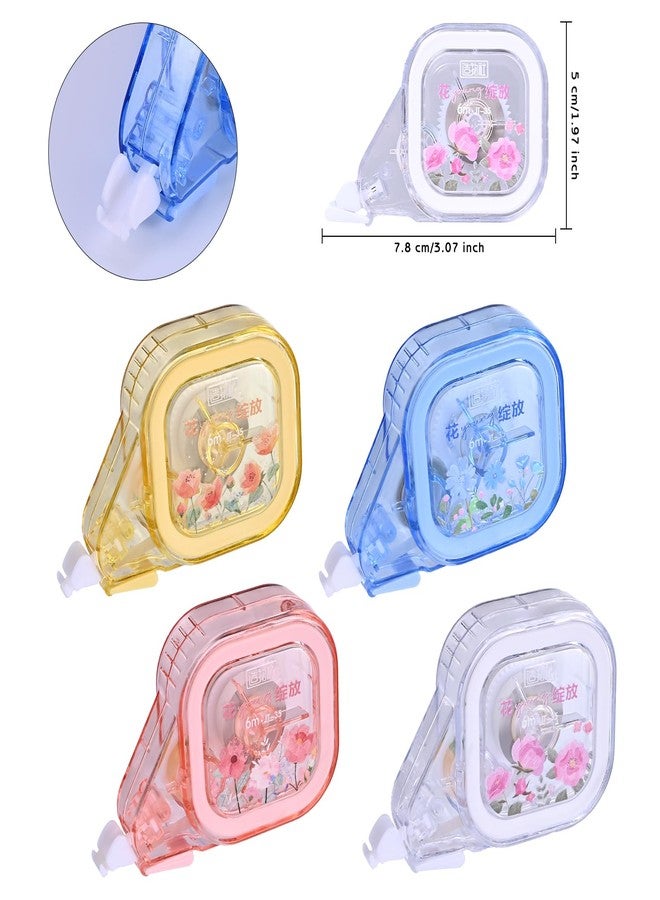 Temiary 4 Pcs White Smooth Pull Out Correction Tape, Quick Dry Applicator for Instant Corrections, Aesthetic Flower Pattern Correction Tapes for Students School Office Supplies (Transparent Flowers) - Image 2