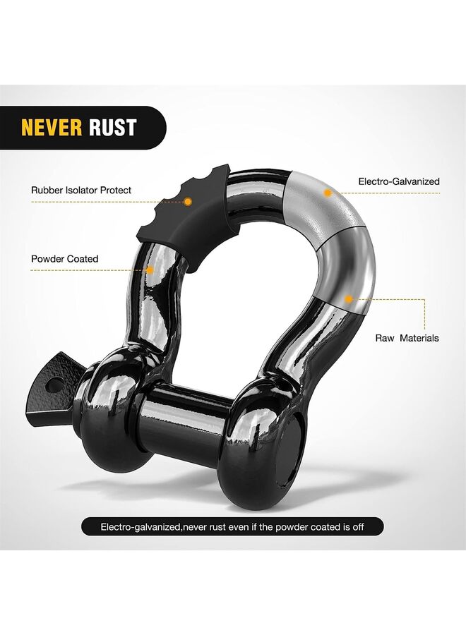 Generic 2 Pack 3/4" D-Ring Shackle 4.75 Ton (9500 Lbs) Capacity with 7/8" Pin Heavy Duty Off Road Recovery Shackle with Isolators & Washer Kit for Jeep Truck Vehicle - Image 3