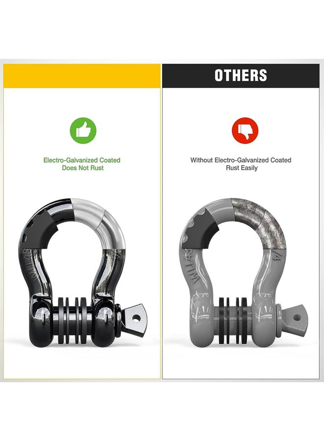 Generic 2 Pack 3/4" D-Ring Shackle 4.75 Ton (9500 Lbs) Capacity with 7/8" Pin Heavy Duty Off Road Recovery Shackle with Isolators & Washer Kit for Jeep Truck Vehicle - Image 4