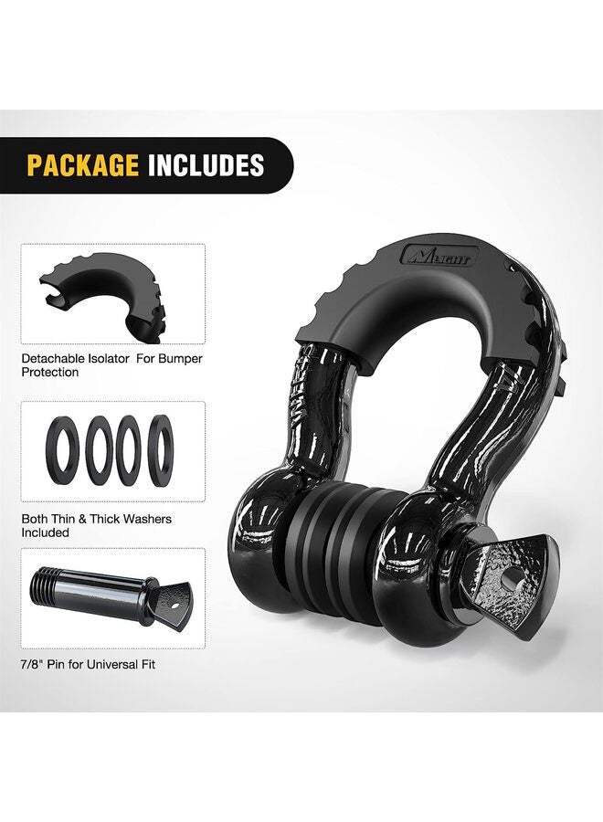 Generic 2 Pack 3/4" D-Ring Shackle 4.75 Ton (9500 Lbs) Capacity with 7/8" Pin Heavy Duty Off Road Recovery Shackle with Isolators & Washer Kit for Jeep Truck Vehicle - Image 2