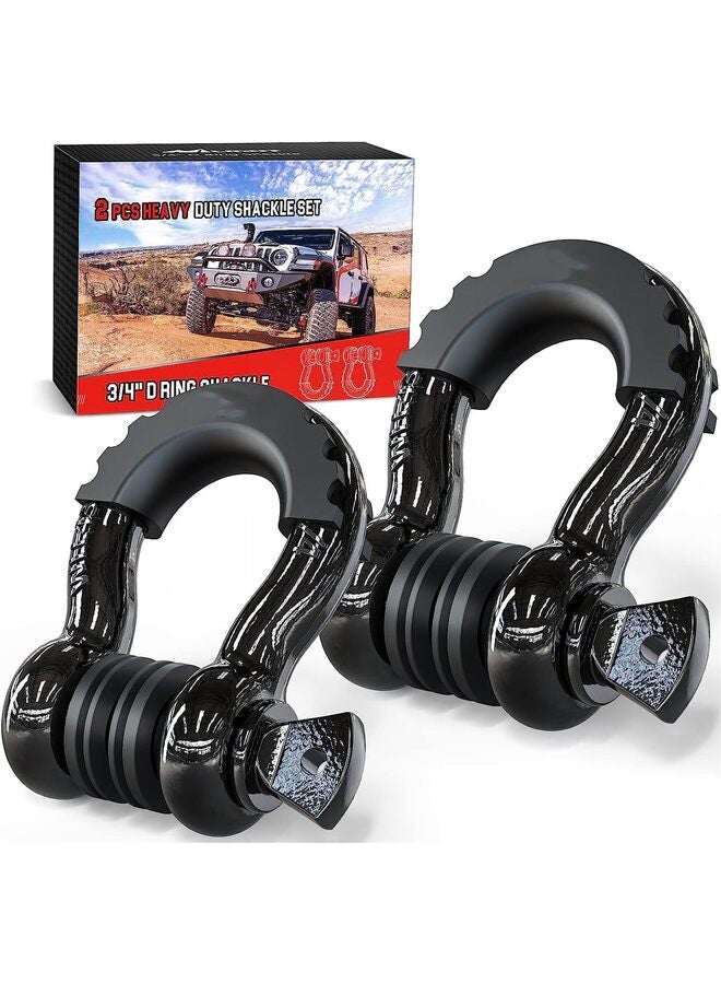 Generic 2 Pack 3/4" D-Ring Shackle 4.75 Ton (9500 Lbs) Capacity with 7/8" Pin Heavy Duty Off Road Recovery Shackle with Isolators & Washer Kit for Jeep Truck Vehicle - Image 1